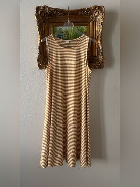 Old Navy Sleeveless Striped Midi Dress in Mustard and White